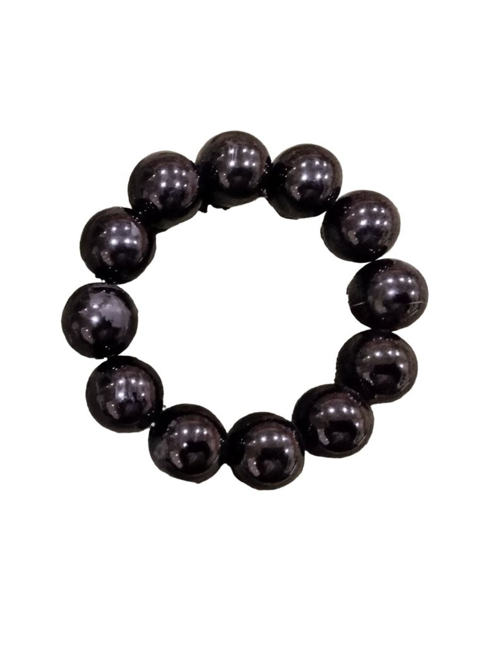 Vintage Black Bead Bracelet  7 inch 1980 disco beads Goth